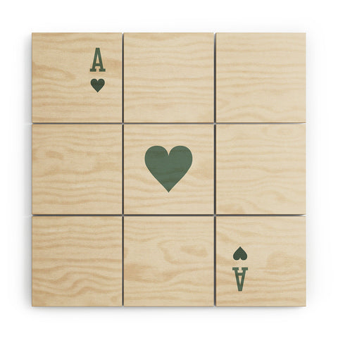 Cocoon Design Ace of Hearts Playing Card Sage Wood Wall Mural