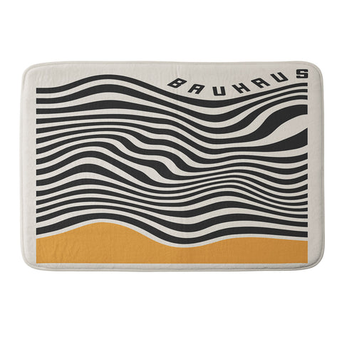 Cocoon Design Bauhaus Wavy Lines and Yellow Memory Foam Bath Mat