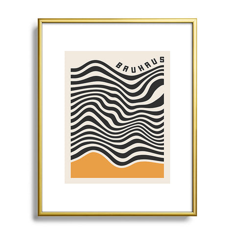 Cocoon Design Bauhaus Wavy Lines and Yellow Metal Framed Art Print