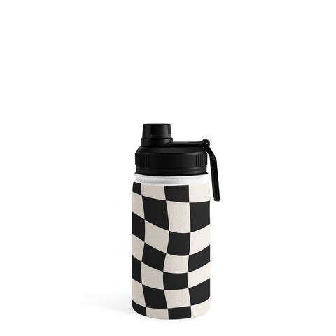Cocoon Design Black and White Wavy Checkered Water Bottle