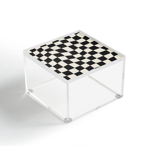 Cocoon Design Black and White Wavy Checkered Acrylic Box