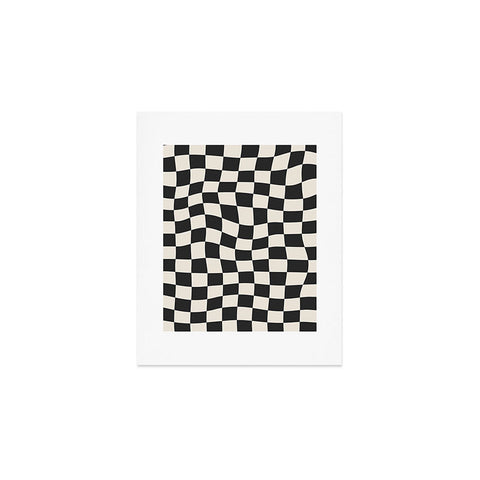 Cocoon Design Black and White Wavy Checkered Art Print