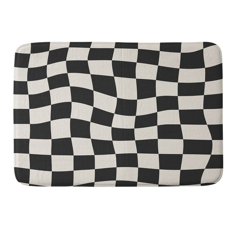 Cocoon Design Black and White Wavy Checkered Memory Foam Bath Mat