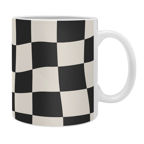 Cocoon Design Black and White Wavy Checkered Coffee Mug