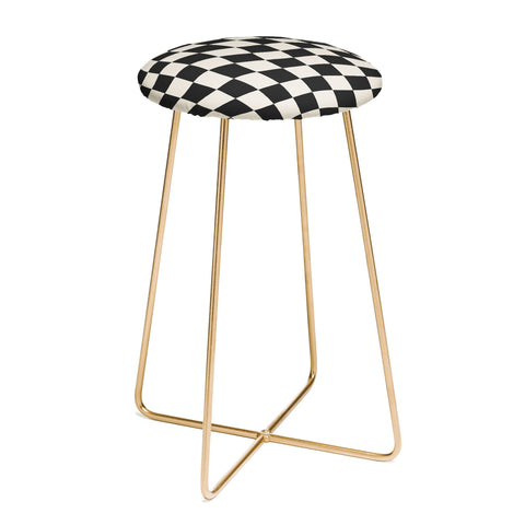 Cocoon Design Black and White Wavy Checkered Counter Stool