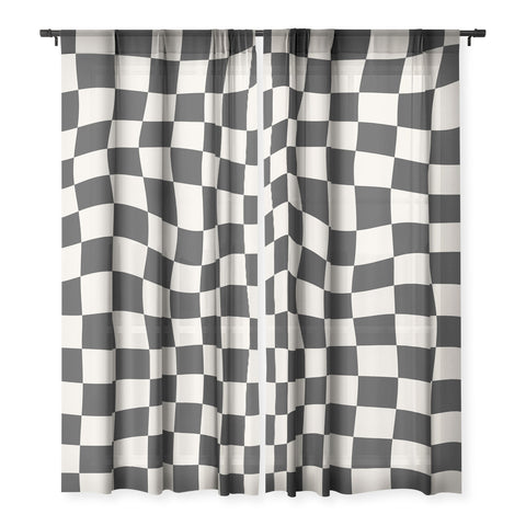 Cocoon Design Black and White Wavy Checkered Sheer Non Repeat
