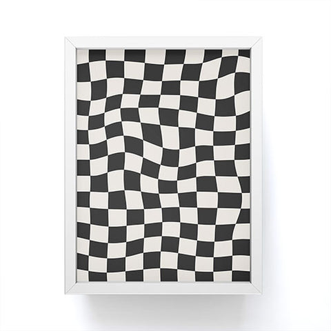 Cocoon Design Black and White Wavy Checkered Framed Mini Art Print