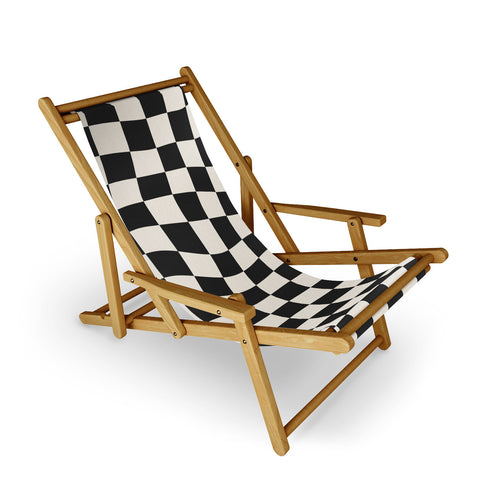 Cocoon Design Black and White Wavy Checkered Sling Chair