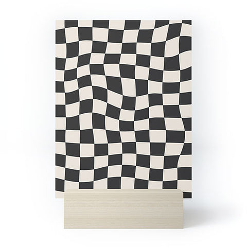 Cocoon Design Black and White Wavy Checkered Mini Art Print