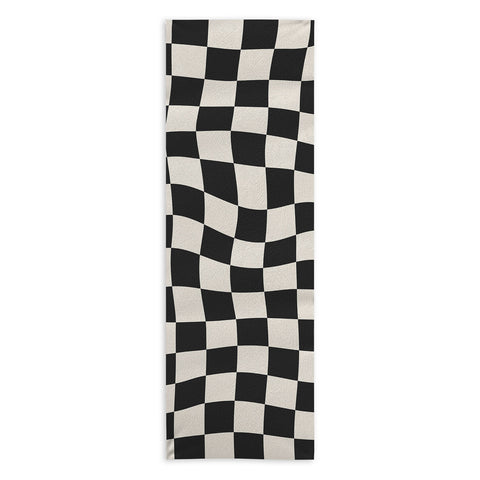 Cocoon Design Black and White Wavy Checkered Yoga Towel