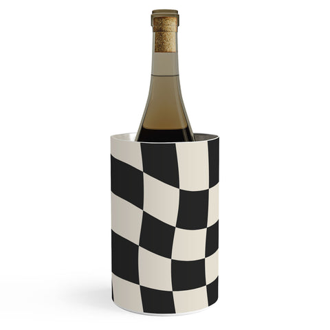 Cocoon Design Black and White Wavy Checkered Wine Chiller