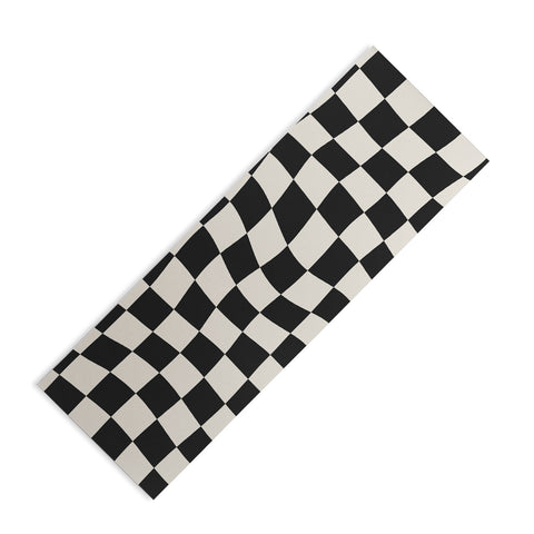 Cocoon Design Black and White Wavy Checkered Yoga Mat