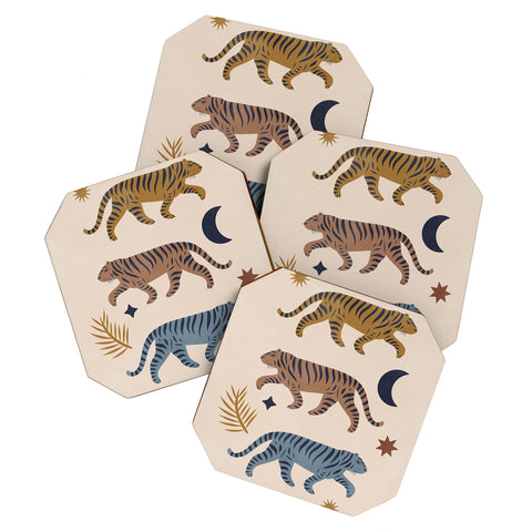 Cocoon Design Celestial Tigers with Moon Coaster Set