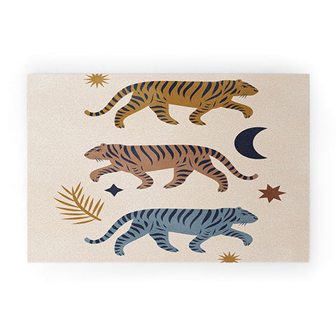 Cocoon Design Celestial Tigers with Moon Welcome Mat
