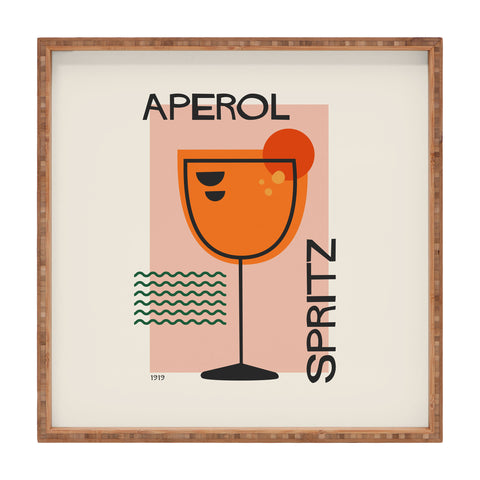 Cocoon Design Cocktail Print Aperol Spritz Square Tray