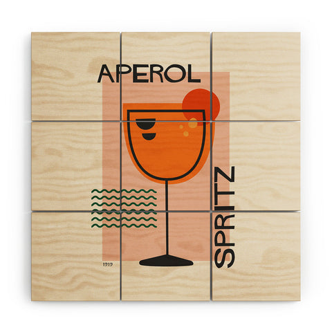 Cocoon Design Cocktail Print Aperol Spritz Wood Wall Mural