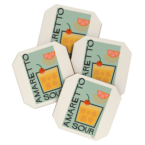 Cocoon Design Colorful Mid Century Modern Cocktail Coaster Set