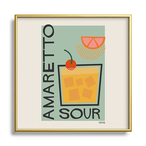 Cocoon Design Colorful Mid Century Modern Cocktail Square Metal Framed Art Print