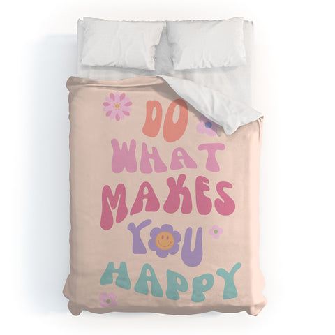 Cocoon Design Danish Pastel Retro Inspirational Quote Duvet Cover