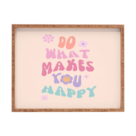 Cocoon Design Danish Pastel Retro Inspirational Quote Rectangular Tray
