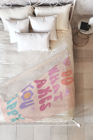 Cocoon Design Danish Pastel Retro Inspirational Quote Fleece Throw Blanket