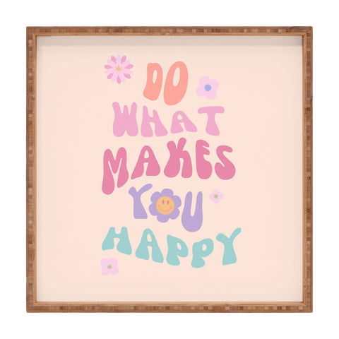 Cocoon Design Danish Pastel Retro Inspirational Quote Square Tray