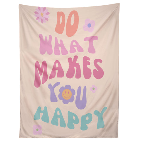 Cocoon Design Danish Pastel Retro Inspirational Quote Tapestry