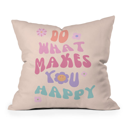 Cocoon Design Danish Pastel Retro Inspirational Quote Throw Pillow