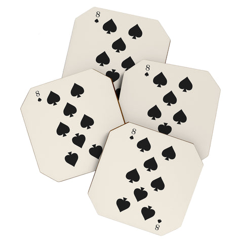 Cocoon Design Eight of Spades Playing Card Black Coaster Set