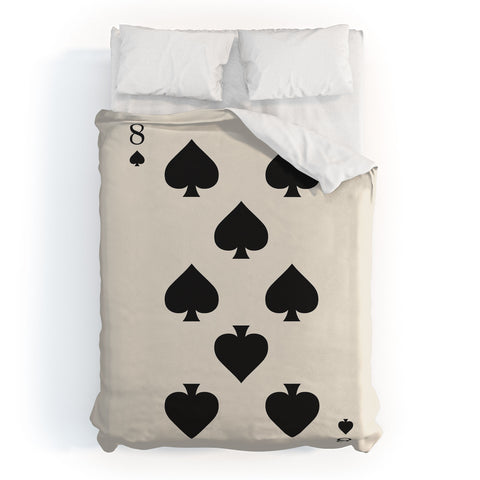 Cocoon Design Eight of Spades Playing Card Black Duvet Cover