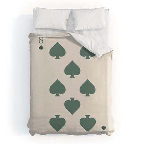 Cocoon Design Eight of Spades Playing Card Sage Duvet Cover