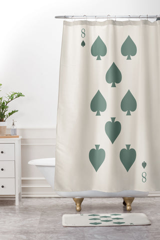 Cocoon Design Eight of Spades Playing Card Sage Shower Curtain And Mat