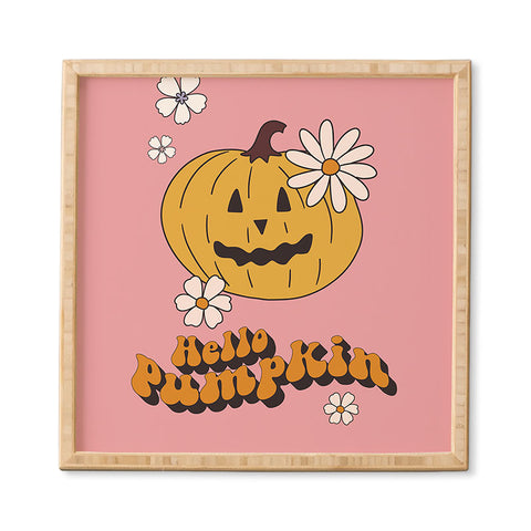 Cocoon Design Hello Pumpkin Retro Pink Framed Wall Art