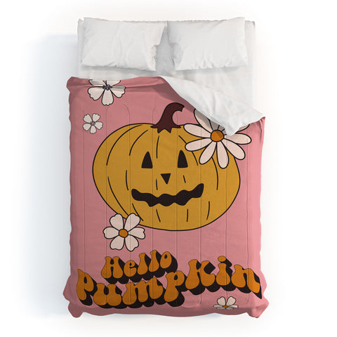 Cocoon Design Hello Pumpkin Retro Pink Comforter