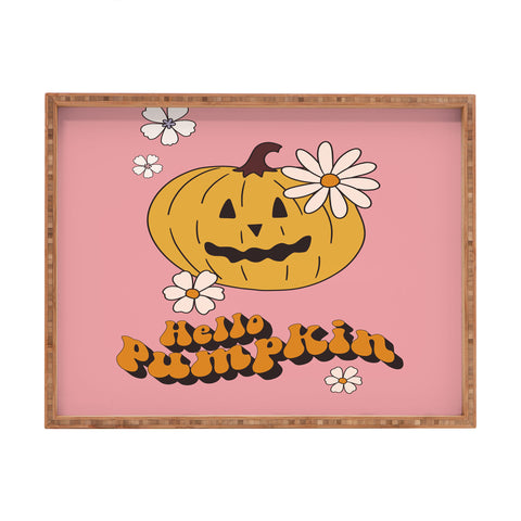 Cocoon Design Hello Pumpkin Retro Pink Rectangular Tray