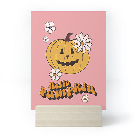 Cocoon Design Hello Pumpkin Retro Pink Mini Art Print