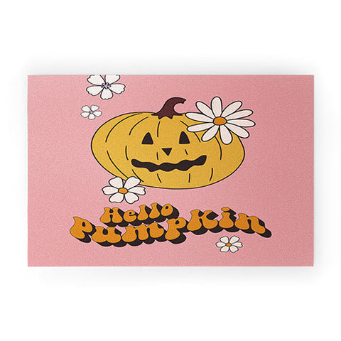 Cocoon Design Hello Pumpkin Retro Pink Welcome Mat