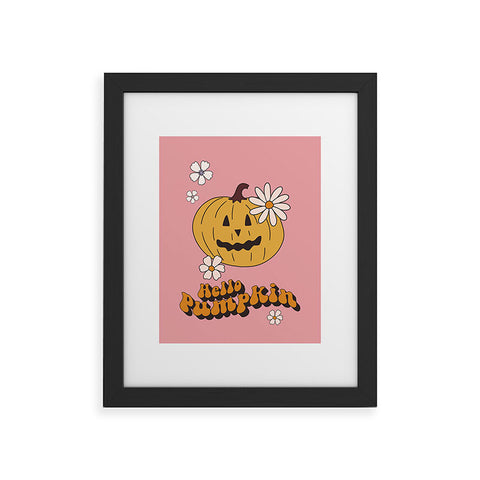 Cocoon Design Hello Pumpkin Retro Pink Framed Art Print