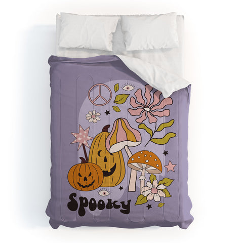 Cocoon Design Hippie Groovy Halloween Print Comforter