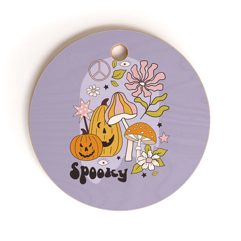 Cocoon Design Hippie Groovy Halloween Print Cutting Board Round