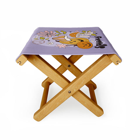 Cocoon Design Hippie Groovy Halloween Print Folding Stool