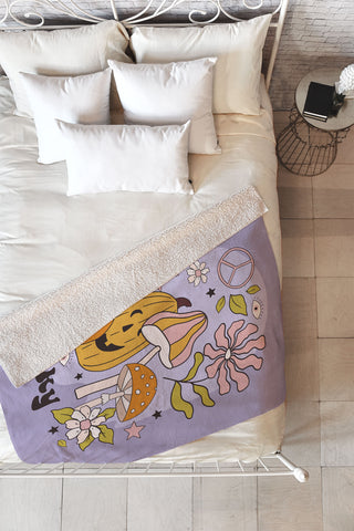 Cocoon Design Hippie Groovy Halloween Print Fleece Throw Blanket