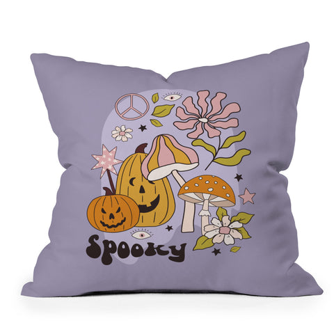 Cocoon Design Hippie Groovy Halloween Print Outdoor Throw Pillow
