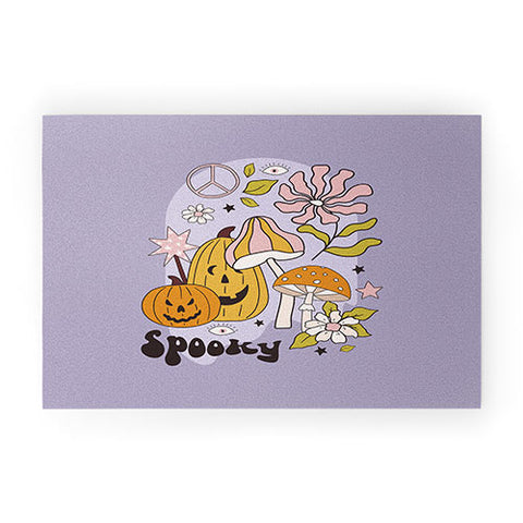 Cocoon Design Hippie Groovy Halloween Print Welcome Mat