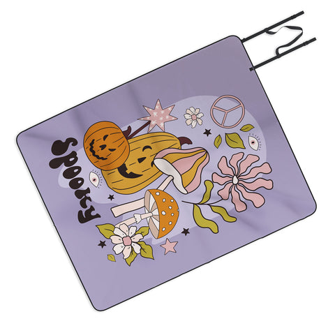 Cocoon Design Hippie Groovy Halloween Print Picnic Blanket