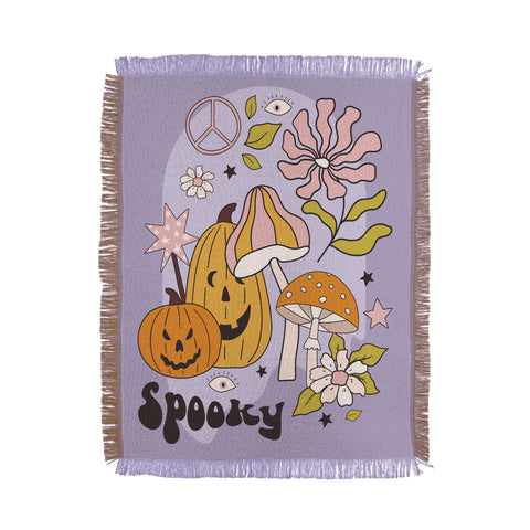 Cocoon Design Hippie Groovy Halloween Print Throw Blanket