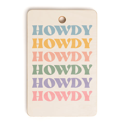 Cocoon Design Howdy Colorful Retro Quote Cutting Board Rectangle