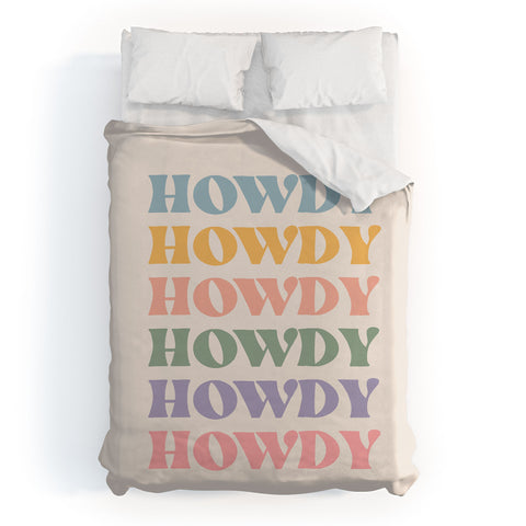 Cocoon Design Howdy Colorful Retro Quote Duvet Cover