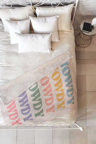 Cocoon Design Howdy Colorful Retro Quote Fleece Throw Blanket
