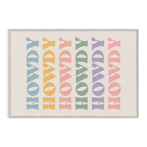 Cocoon Design Howdy Colorful Retro Quote Outdoor Rug